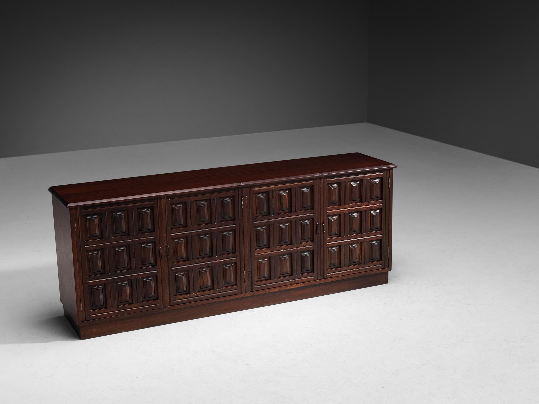Spanish Brutalist Sideboard in Stained Mahogany 3