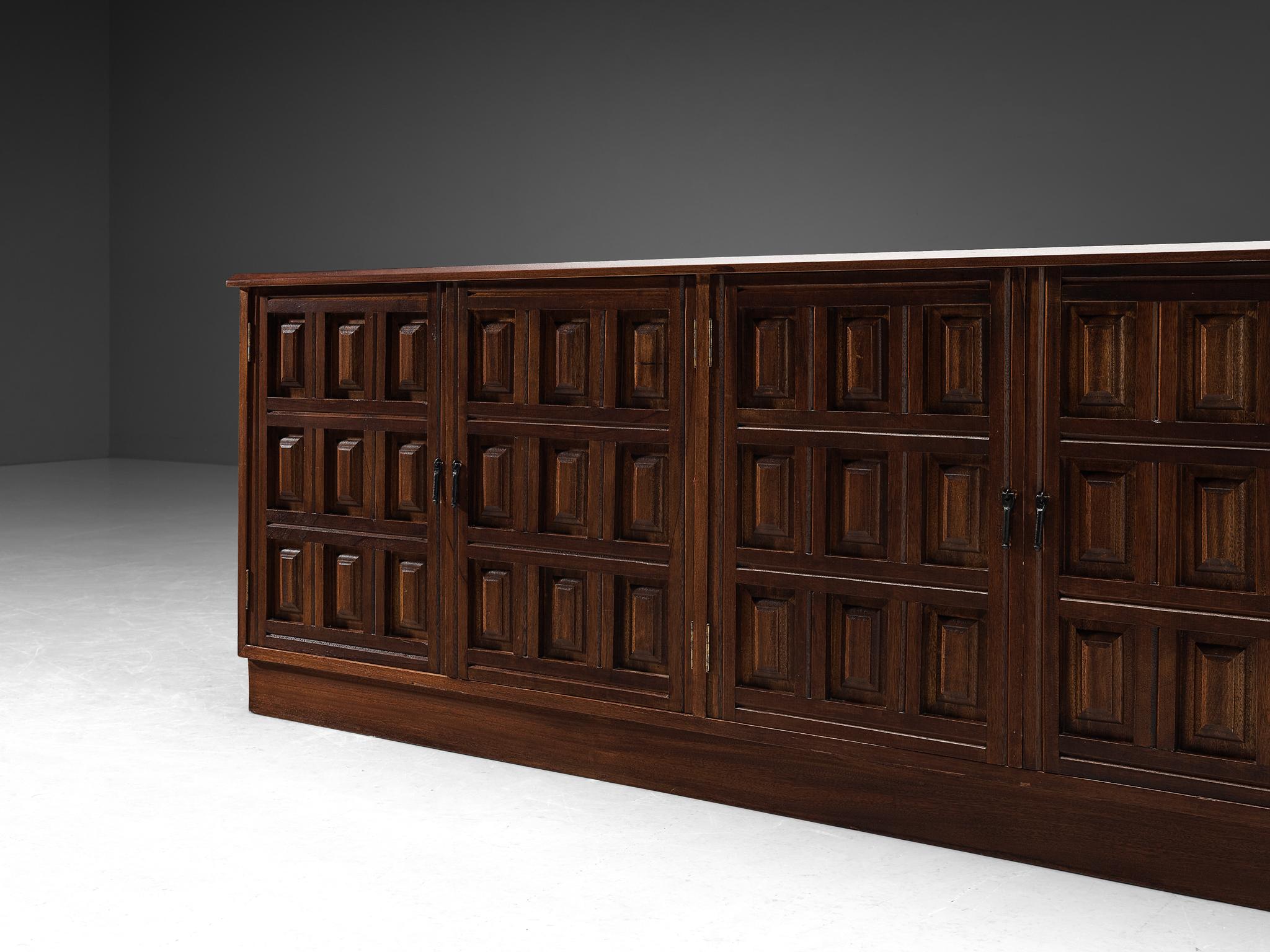 Spanish Brutalist Sideboard in Stained Mahogany 2