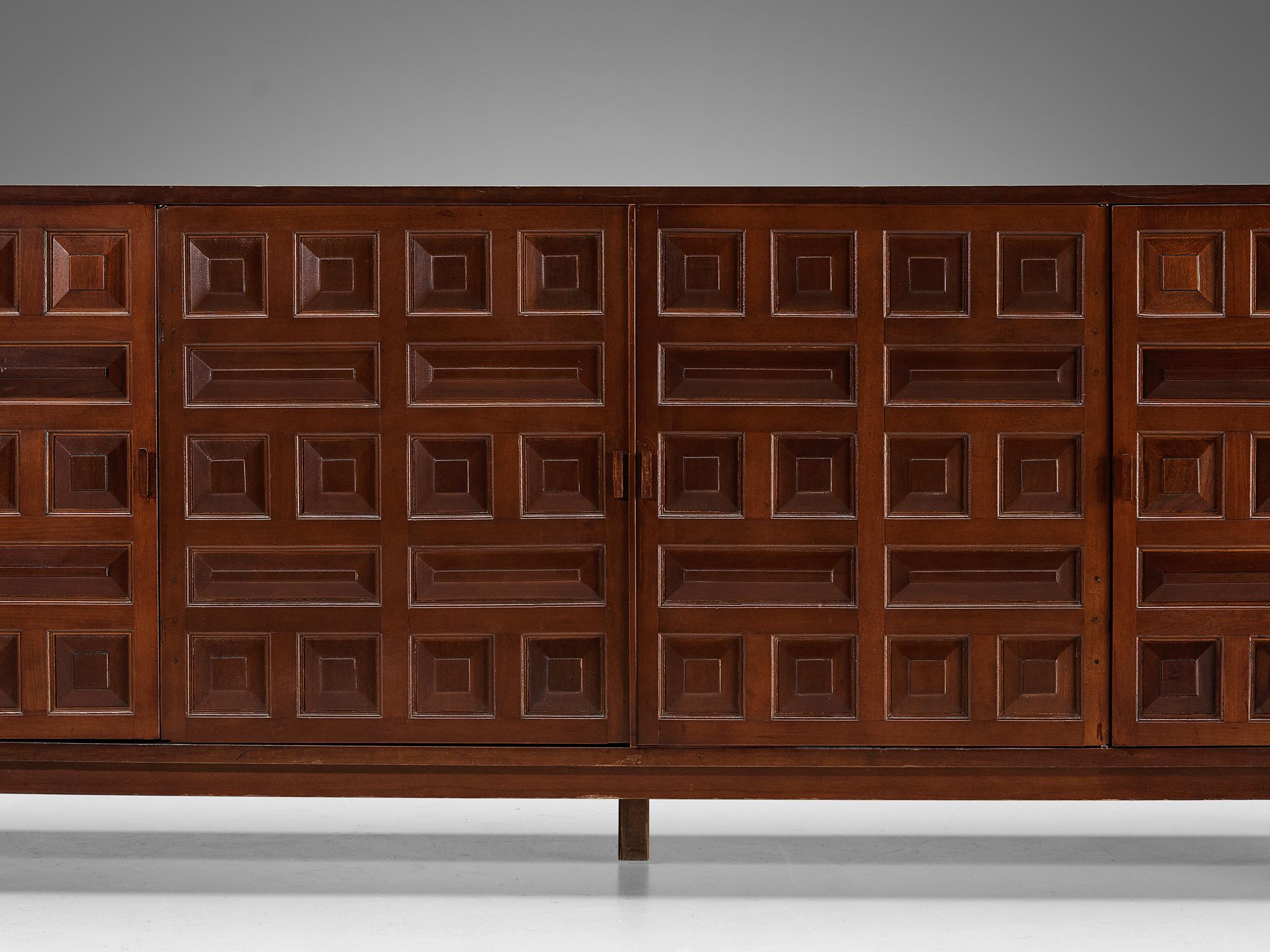 Spanish Brutalist Sideboard in Stained Mahogany 5