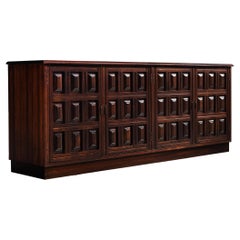 Spanish Brutalist Sideboard in Stained Mahogany
