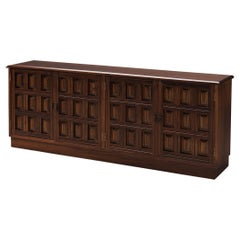 Spanish Brutalist Sideboard in Stained Mahogany