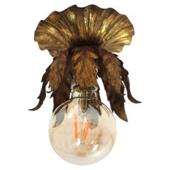 Spanish Bud Flower Ceiling Light Fixture in Gilt Iron, 1950