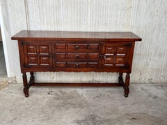 Spanish Buffet with Two Doors and Three Drawers with Original Hardware