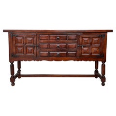Spanish Buffet with Two Doors and Three Drawers with Original Hardware