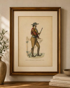 Spanish Bullfight Picador - Antique Costume Lithograph, c.1852