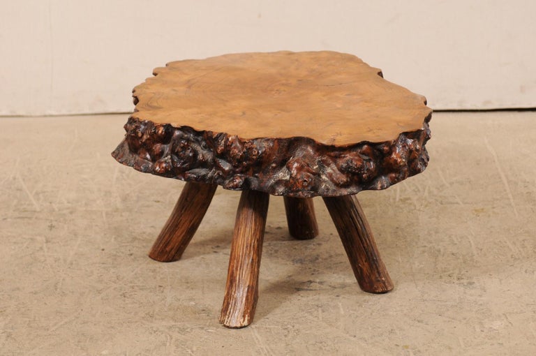 Spanish Burl Wood Slab Rustic Coffee Table For Sale 3