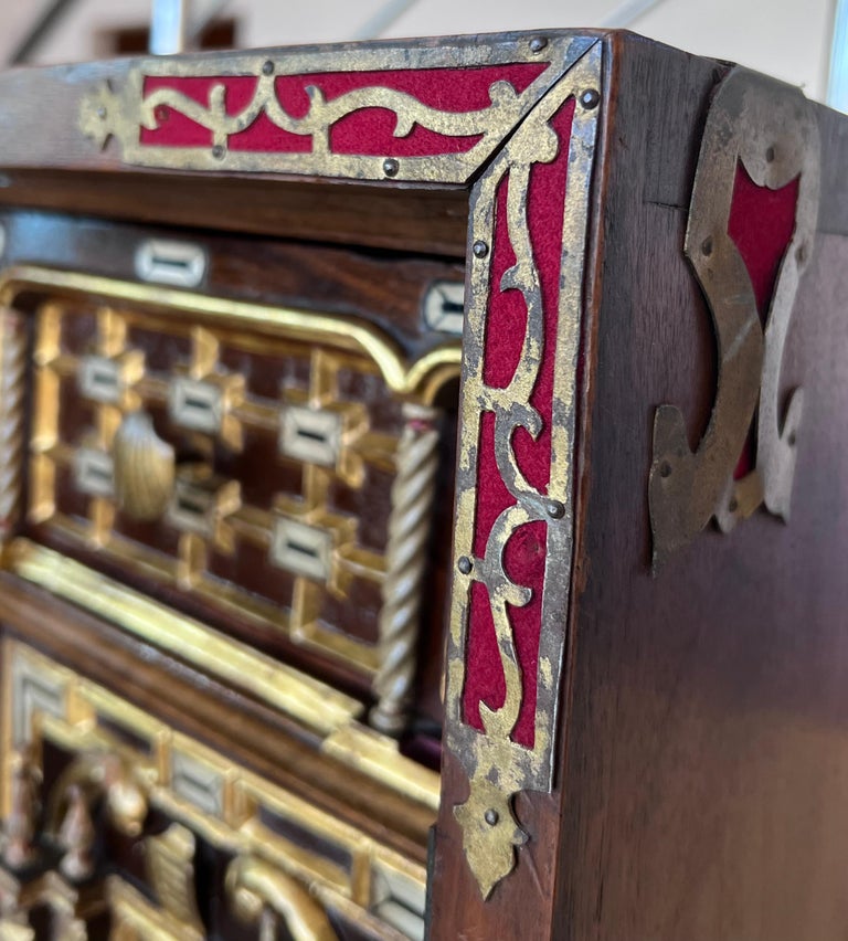 Spanish "Bargueño" Walnut, Wrought Iron, Stone, 17th Century