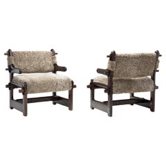 Fauteuils brutalistes du milieu du siècle dernier, Espagne, vers les années 1960