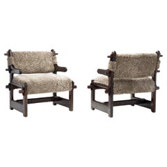 Used Spanish Cabinetmaker Mid-Century Brutalist Armchairs, Spain ca 1960s