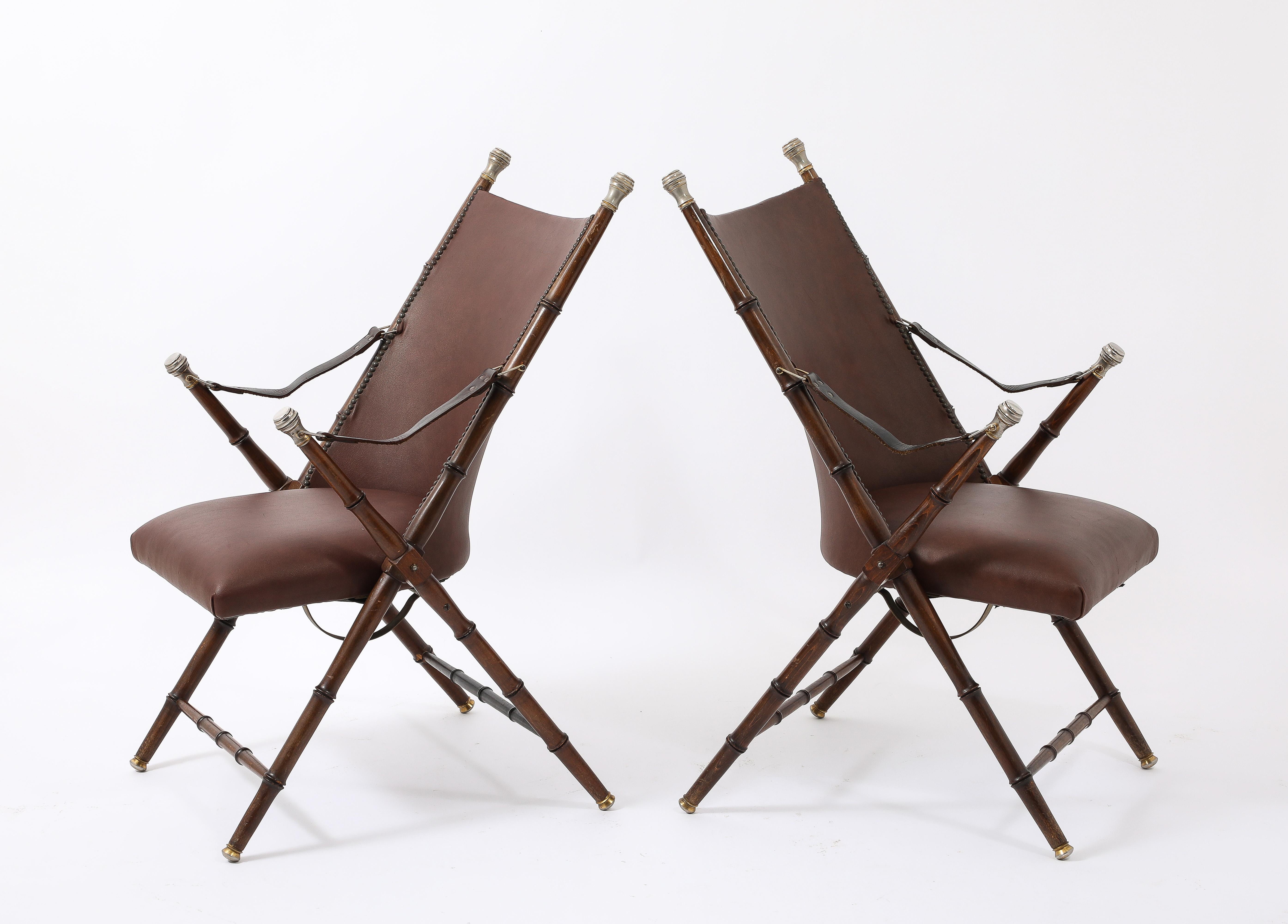 Mid-Century Modern Spanish Campaign Chairs, Spain 1950's For Sale