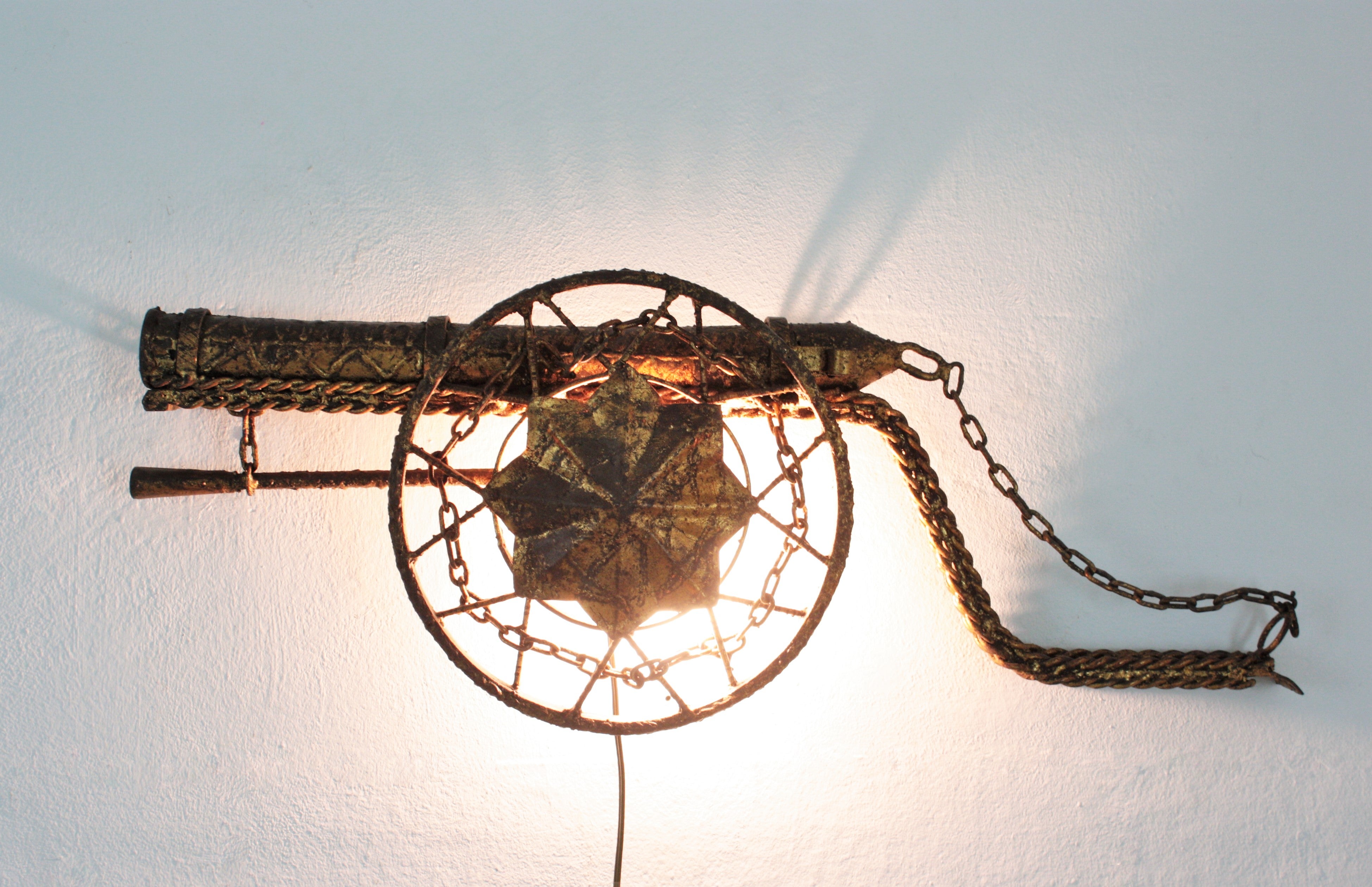 Spanish Cannon Shaped Wall Sconce / Wall Mounted Sculpture