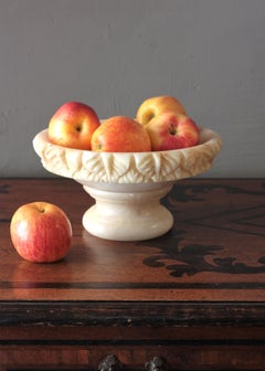 Spanish Carved Alabaster Large Centerpiece Bowl or Tazza, 1950s