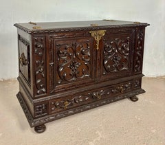 Spanish Carved Blanket Chest, Renaissance Revival Style