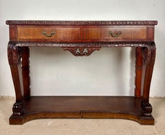 Spanish Carved Console Table with Two Drawers