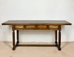 Spanish Carved Drop-Leaf Console Table, 1930s
