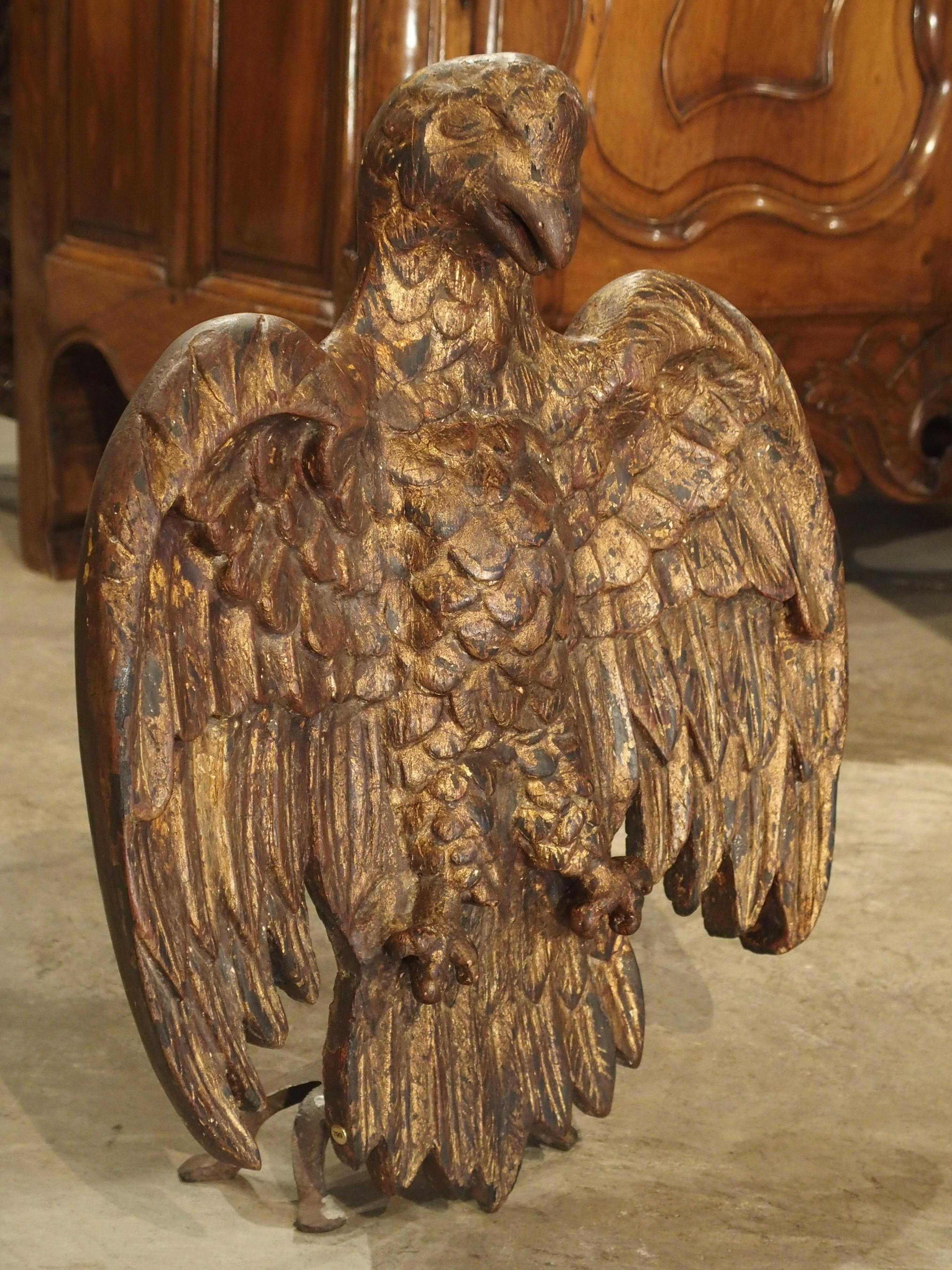 Hand-Carved Spanish Carved Giltwood Eagle, 18th Century
