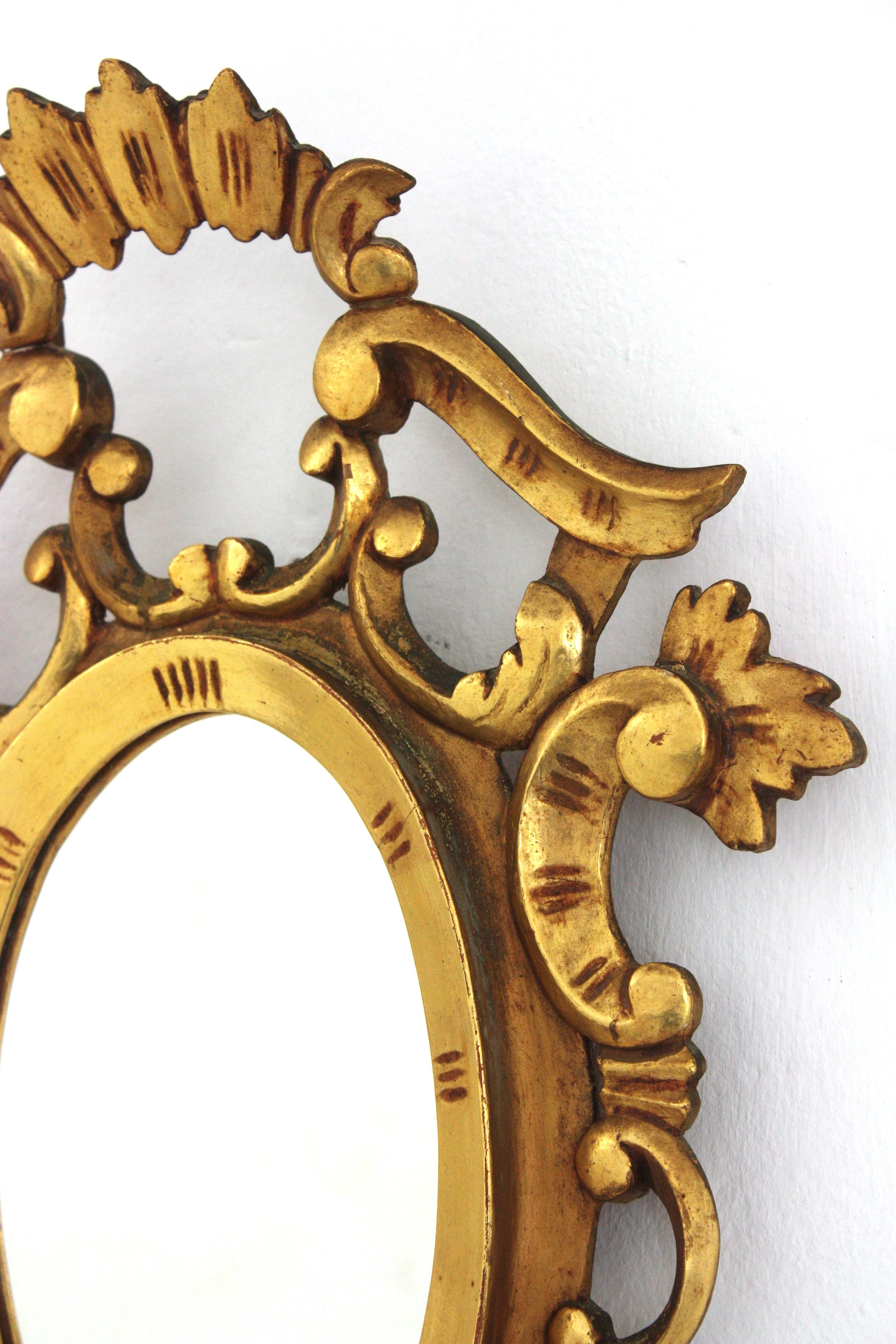 Spanish Carved Giltwood Mirror, Rococo Style For Sale 6