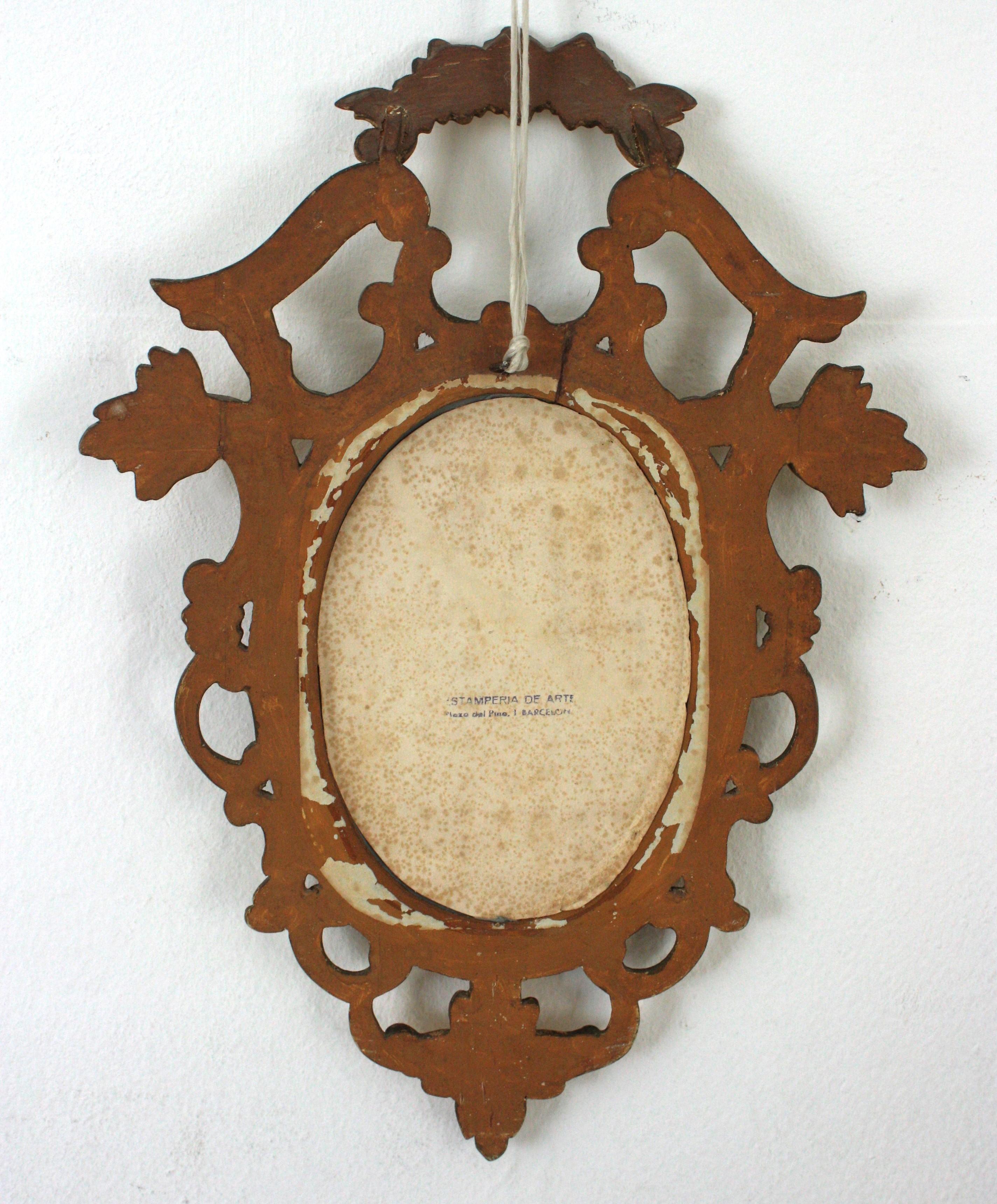 Spanish Carved Giltwood Mirror, Rococo Style For Sale 8