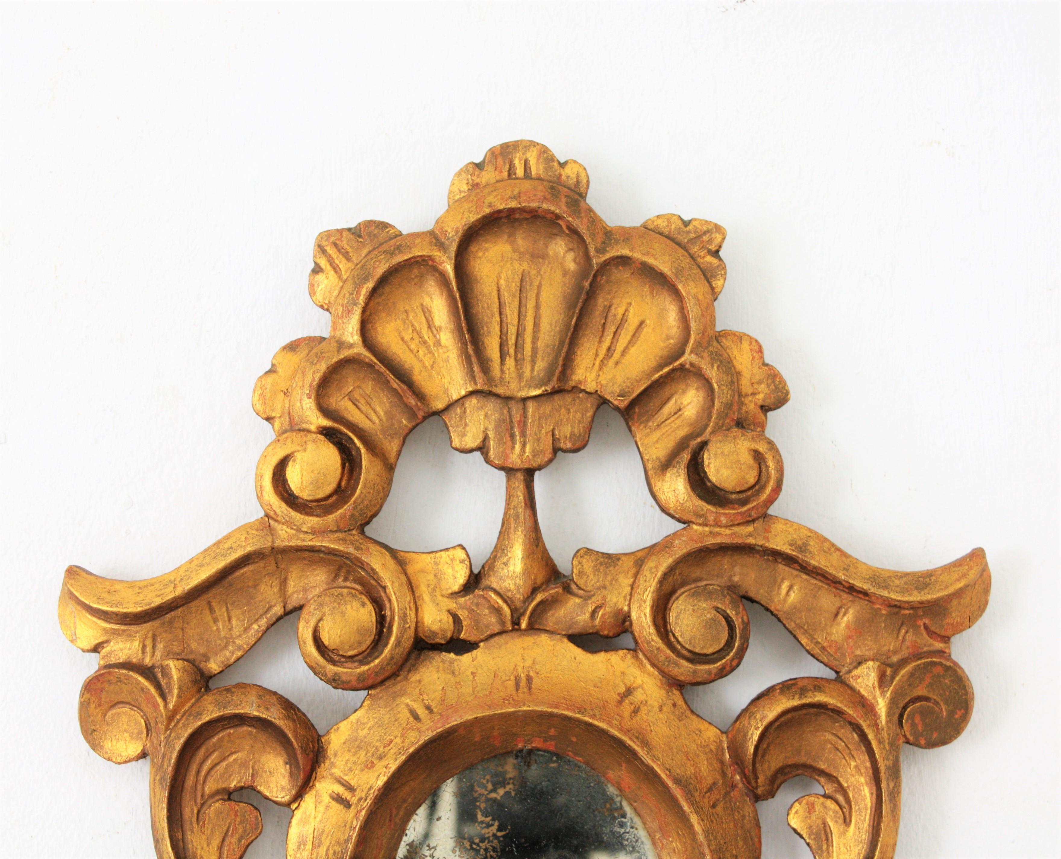 20th Century Spanish Carved Giltwood Mirror, Rococo Style