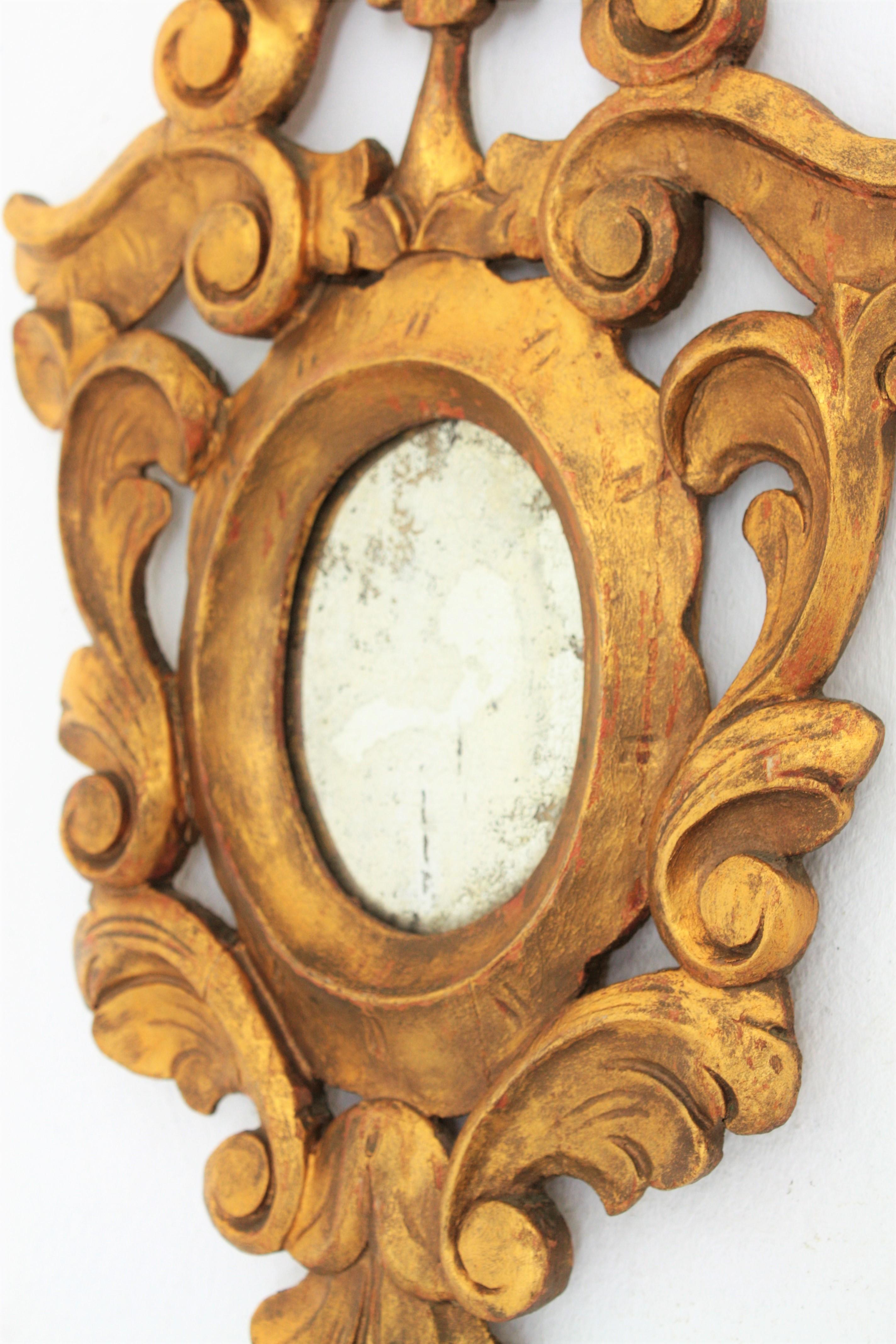 Spanish Carved Giltwood Mirror, Rococo Style 2