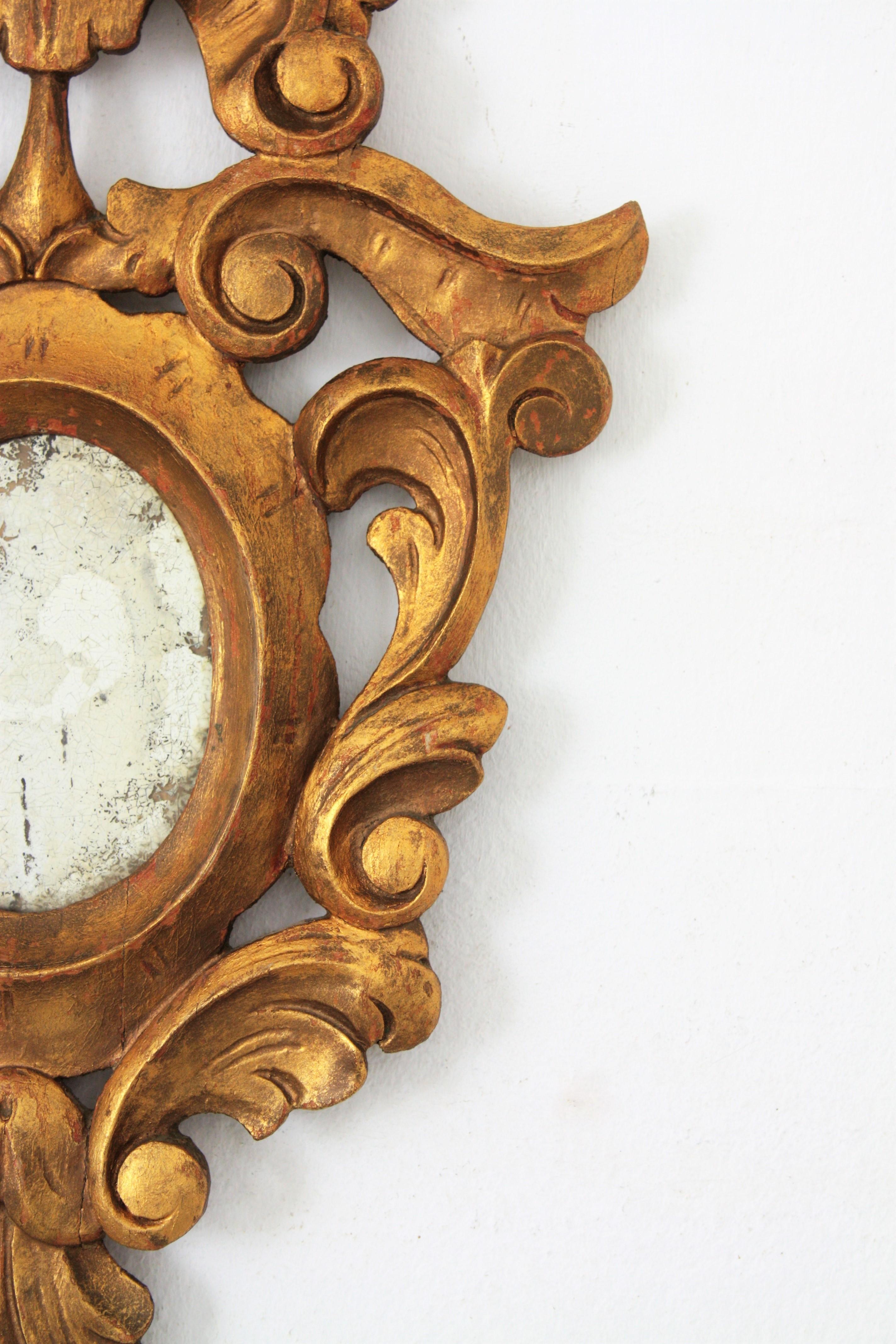 Spanish Carved Giltwood Mirror, Rococo Style 3