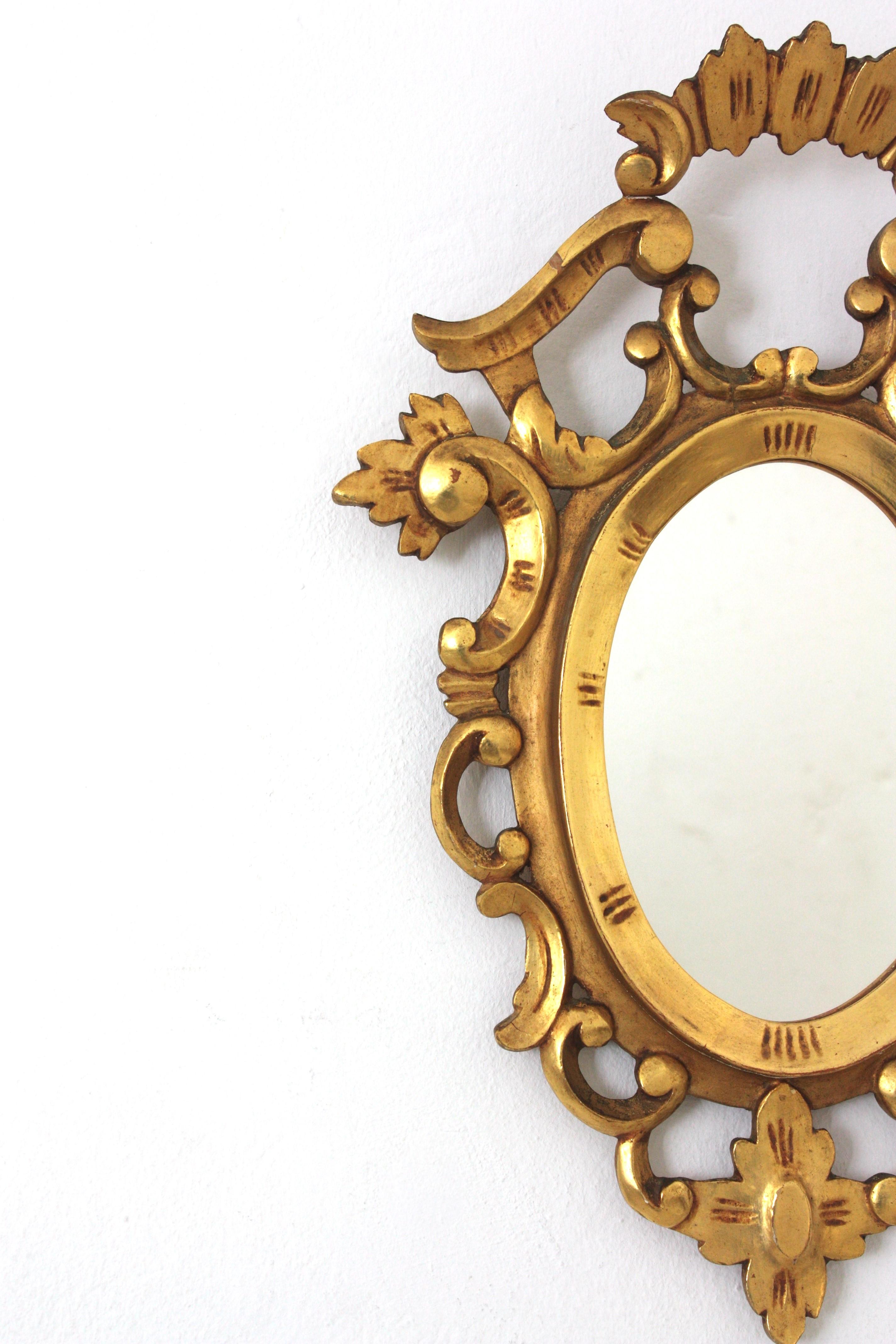 Spanischer Spiegel aus geschnitztem Giltwood, Rokoko-Stil im Angebot 3
