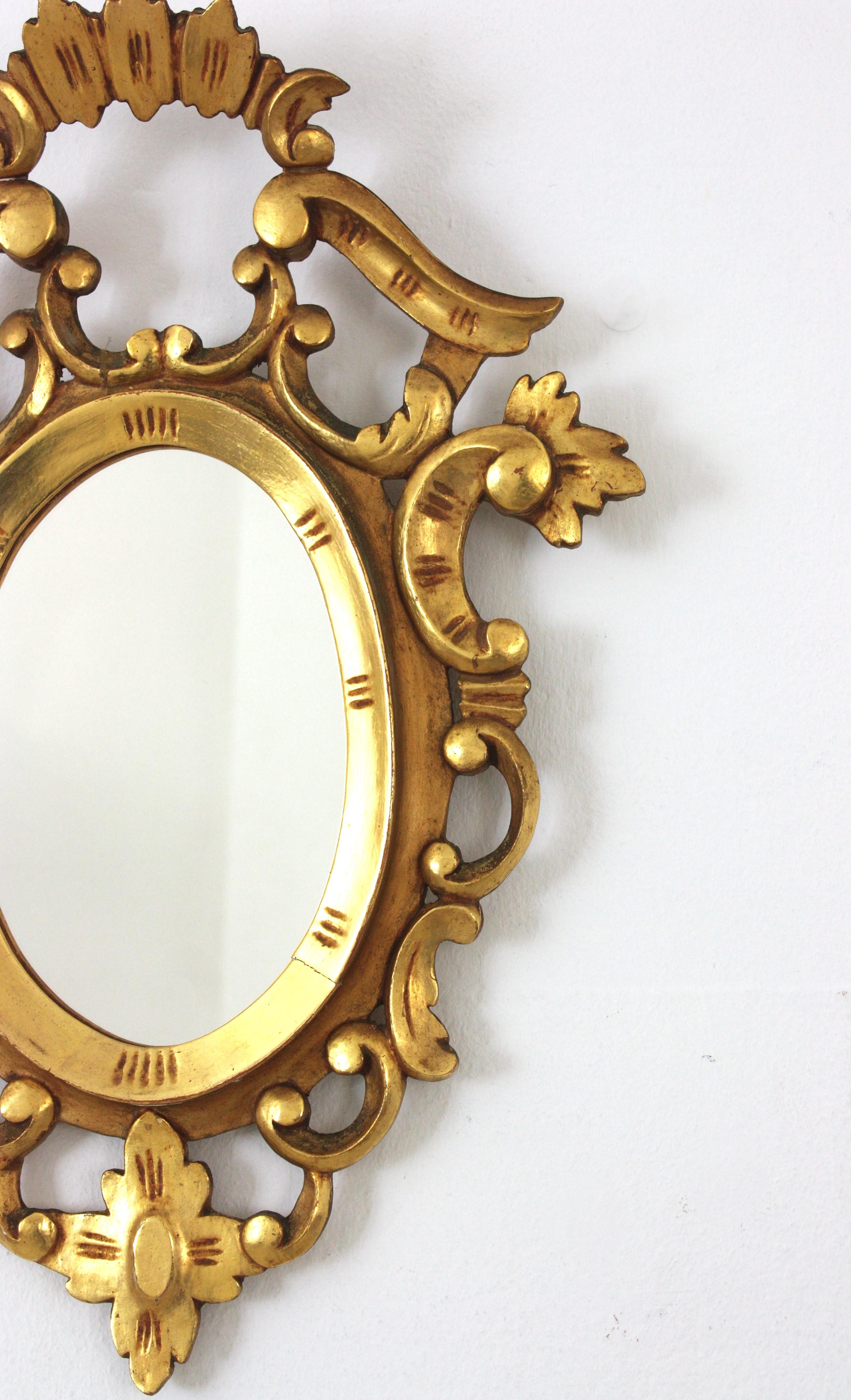 Spanischer Spiegel aus geschnitztem Giltwood, Rokoko-Stil im Angebot 4