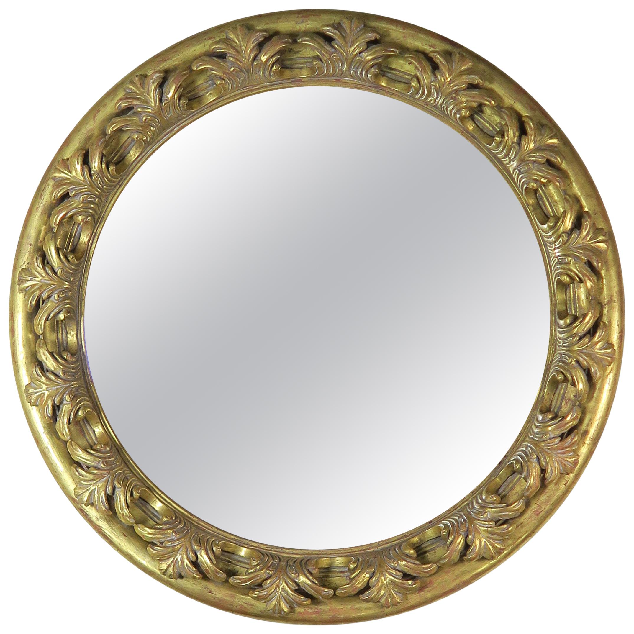 Spanish Carved Giltwood Round Shaped Mirror