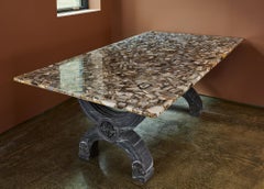Spanish Carved Marble & Agate Mosaic Dining Table