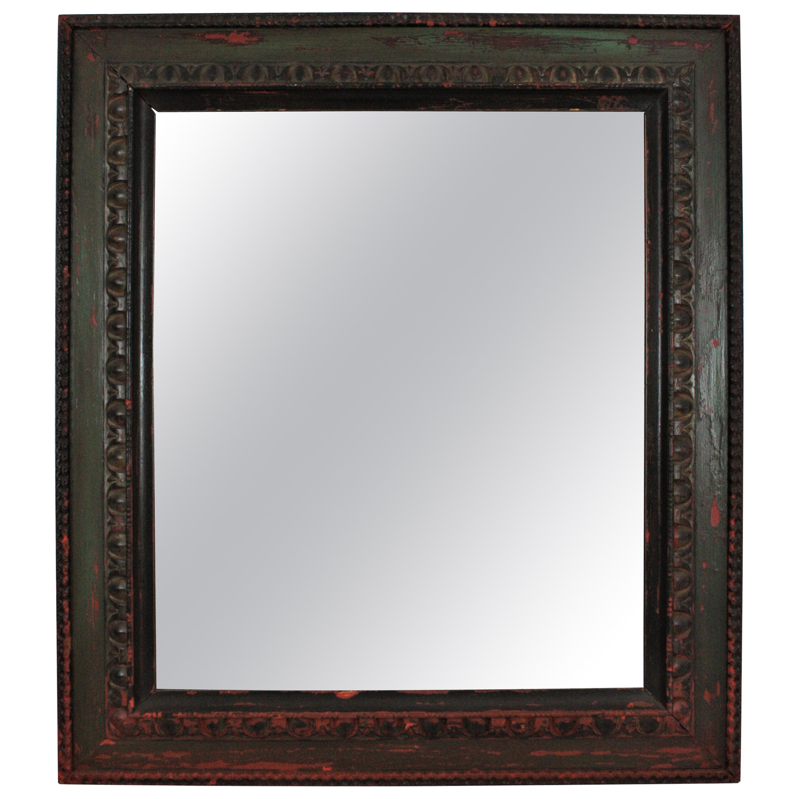 Spanish Carved Mirror with Green Patina