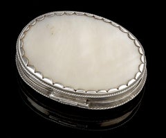 Spanish Carved Mother of Pearl Box with Silver Mounts, 17th Century
