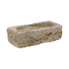 Spanish Carved Stone Basin or Planter from the 19th Century