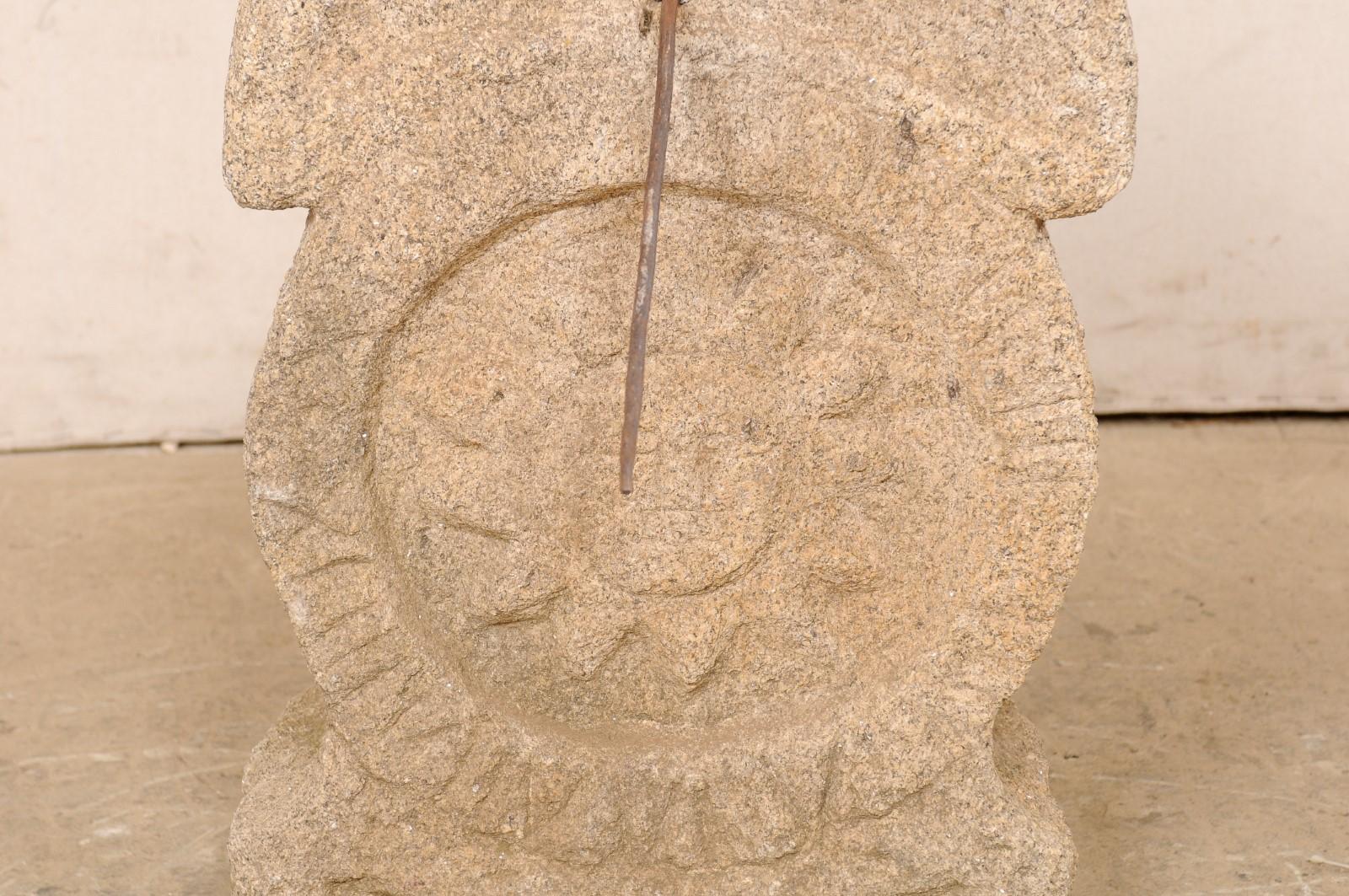 Spanish Carved-Stone Fleur De Lys Garden Sundial For Sale 6