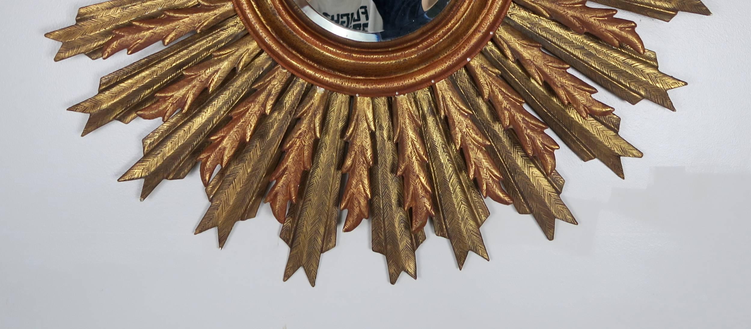 Spanish Carved Sunburst Mirror, circa 1930 2