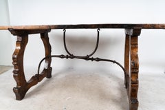 Spanish Carved Trestle Walnut Table