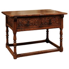 Spanish Carved Walnut Center Table, 17th Century