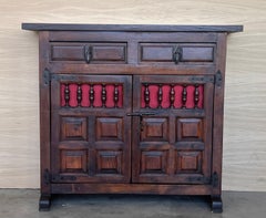 Spanish Carved Walnut Chest of Drawers, Nightstands or Narrow Console, 1920s