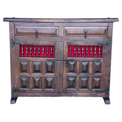 Spanish Carved Walnut Chest of Drawers, Nightstands or Narrow Console, 1920s