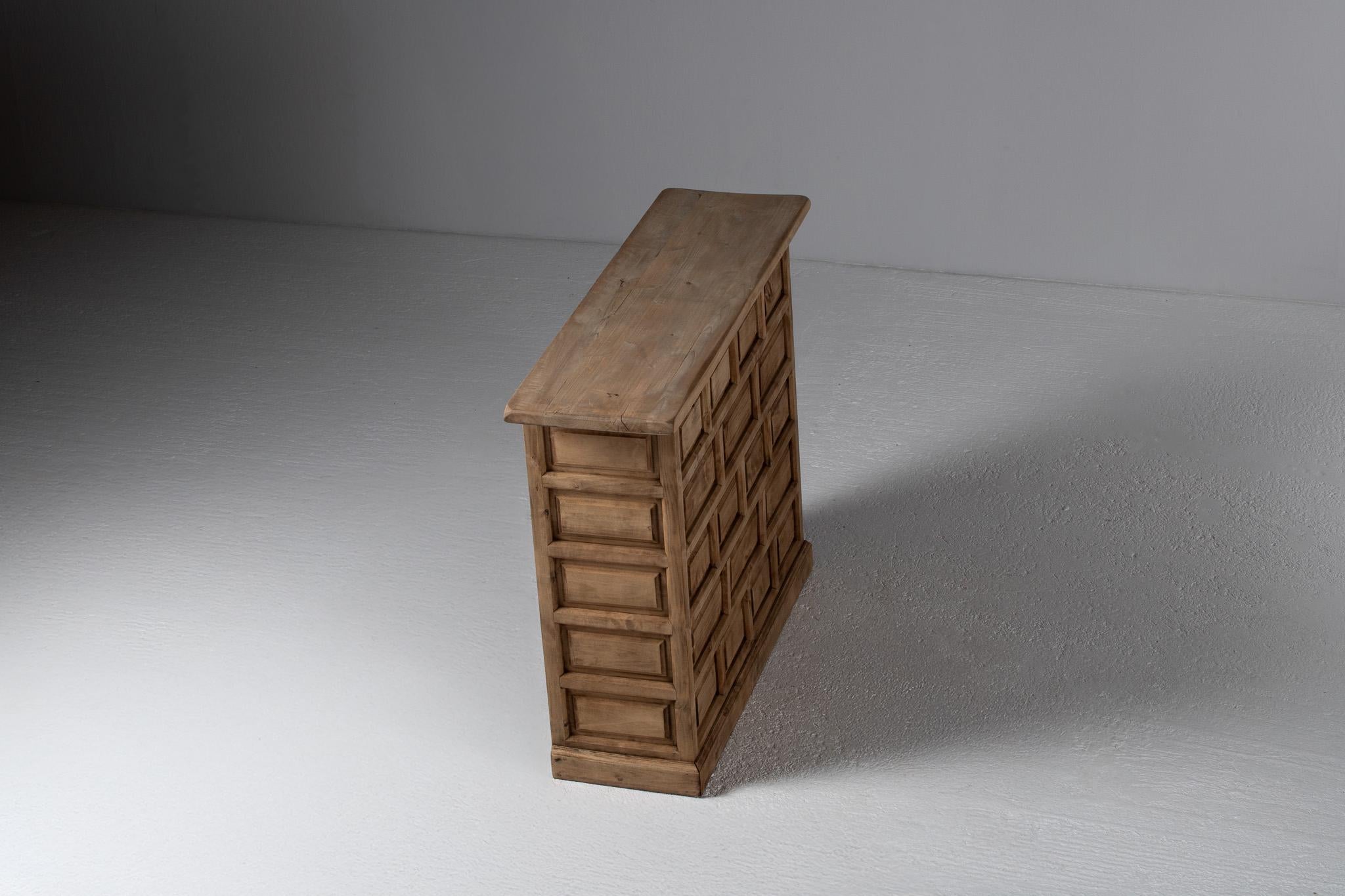 Spanish Carved Walnut Draper’s Counter, Castilian Revival, 1930s For Sale 1
