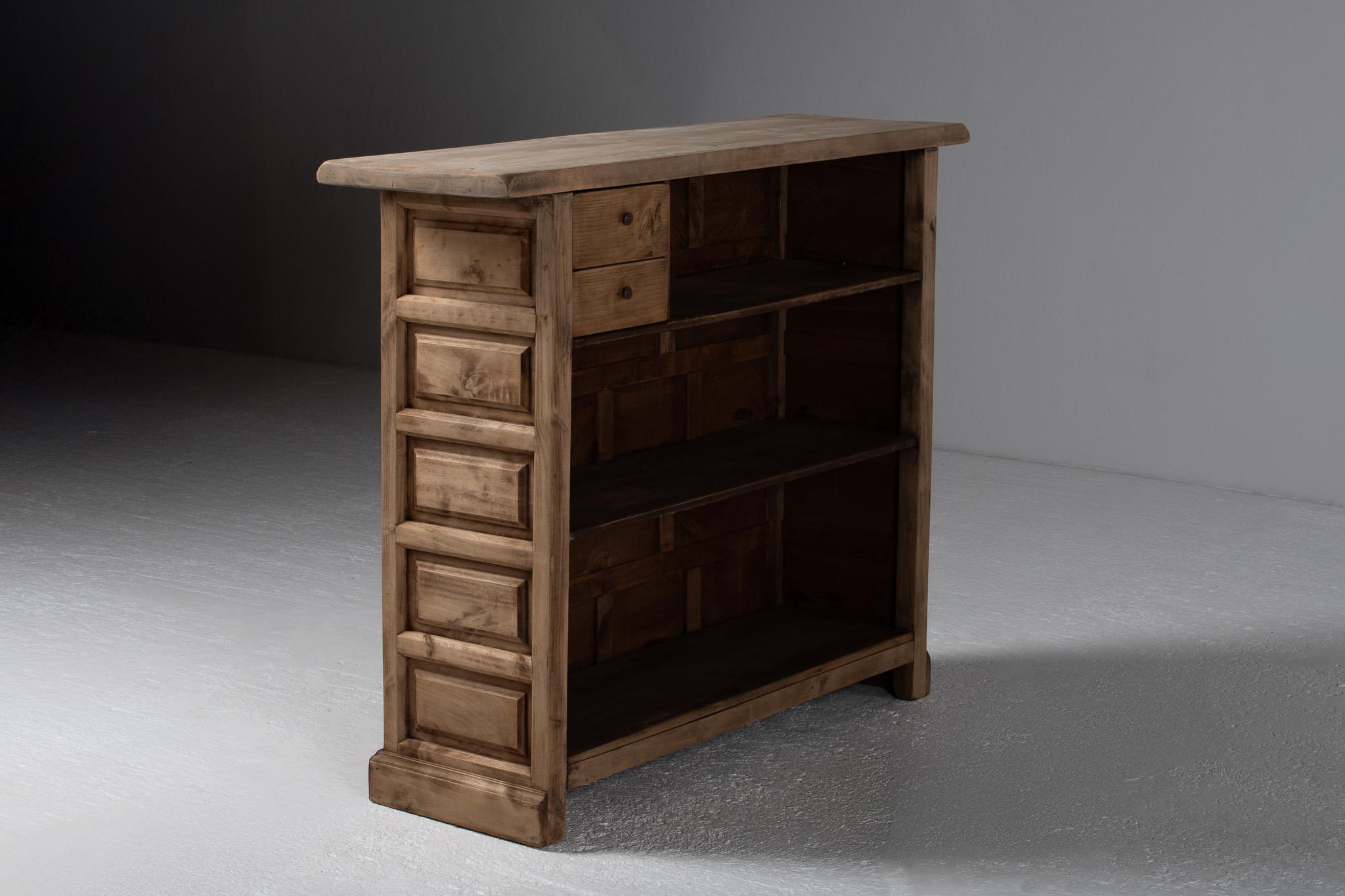 Spanish Carved Walnut Draper’s Counter, Castilian Revival, 1930s For Sale 4