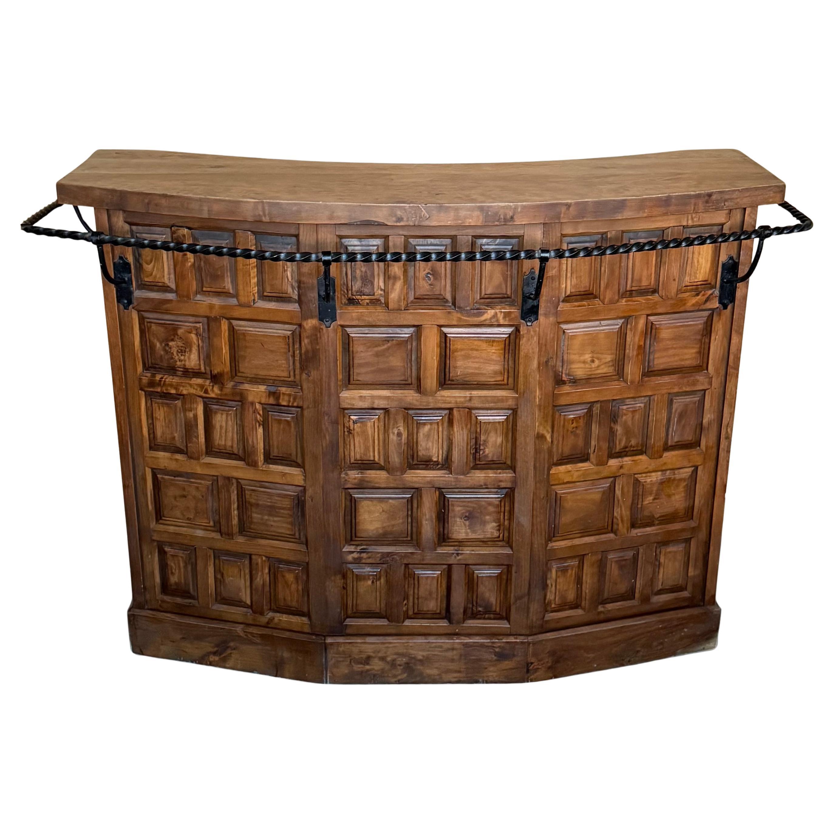 Spanish Carved Walnut Draper’s Counter, Castilian Revival, 1930s For Sale