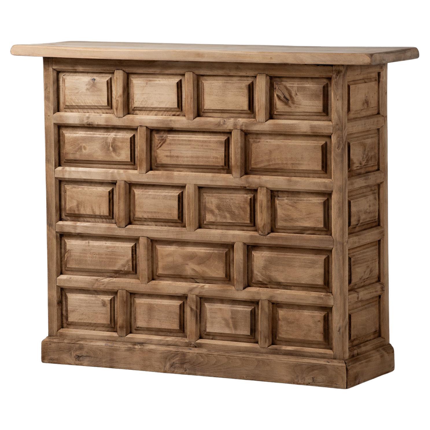 Spanish Carved Walnut Draper’s Counter, Castilian Revival, 1930s For Sale