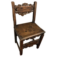 Spanish Carved Walnut Side Chair 17th Century