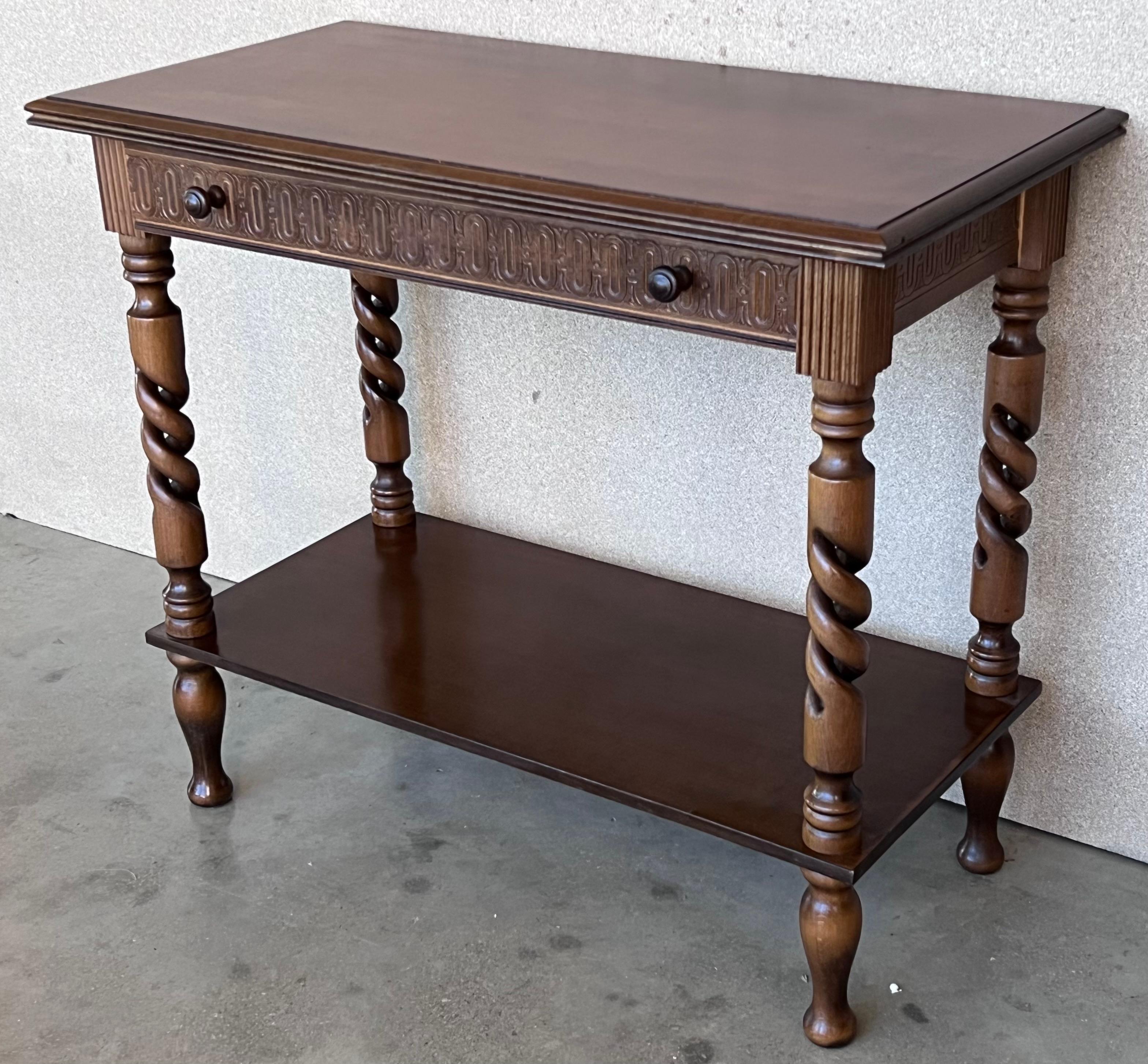 Baroque Spanish Carved Walnut Wood Little Catalan Spanish Console Table