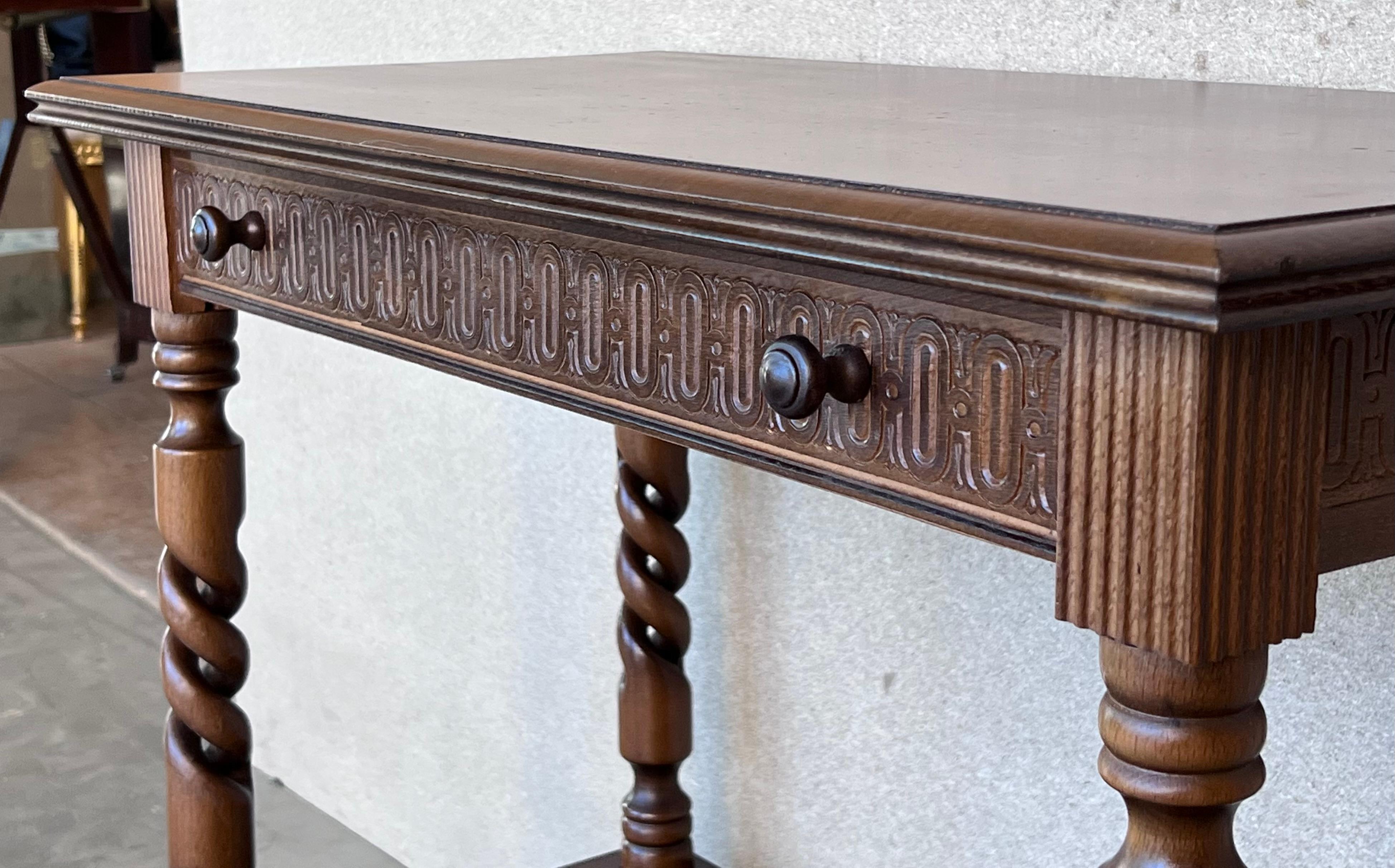 Spanish Carved Walnut Wood Little Catalan Spanish Console Table 1