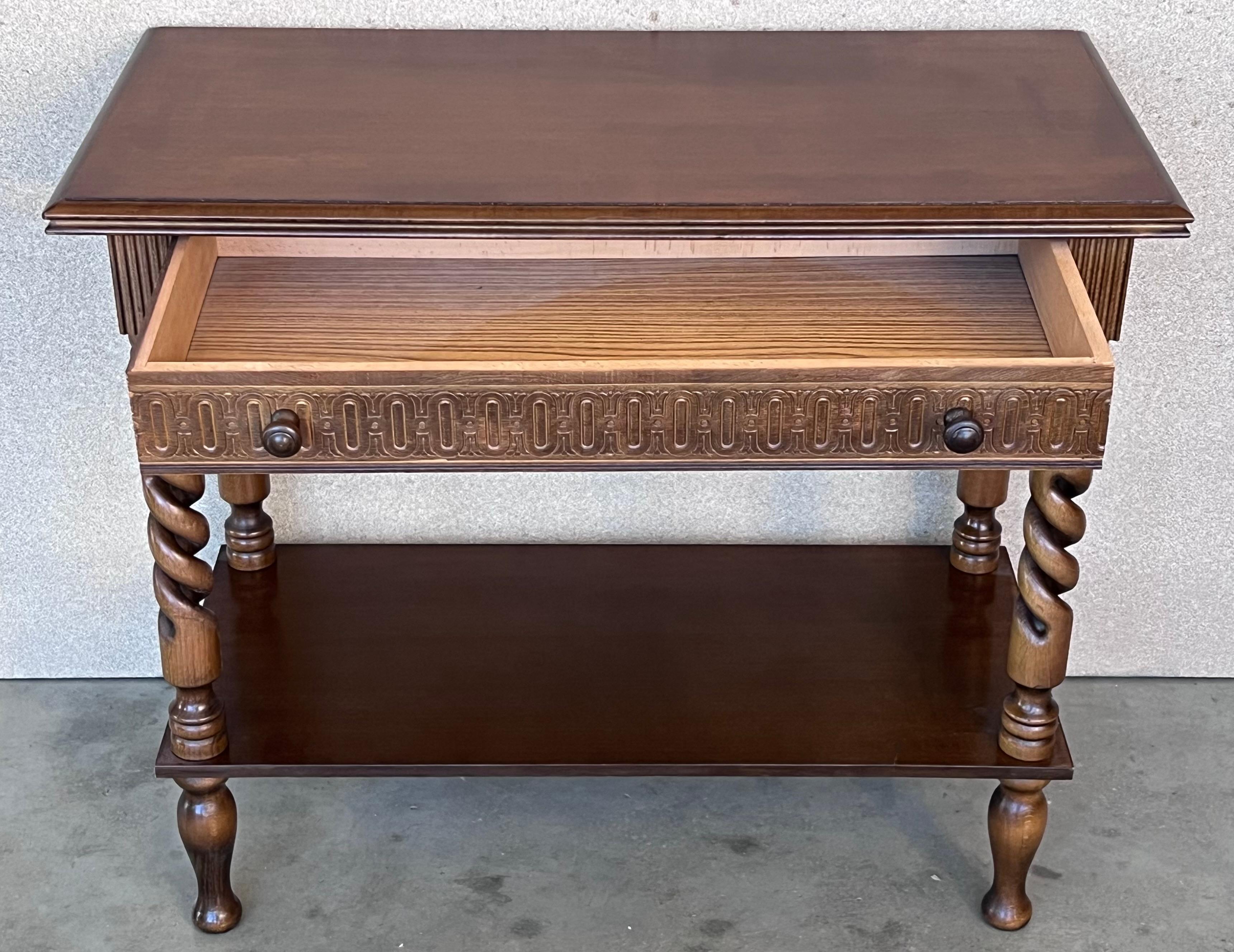 Spanish Carved Walnut Wood Little Catalan Spanish Console Table 2