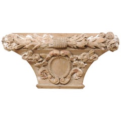 Spanish Carved-Wood Capital Decorative Architectural Wall Bracket, 19th Century