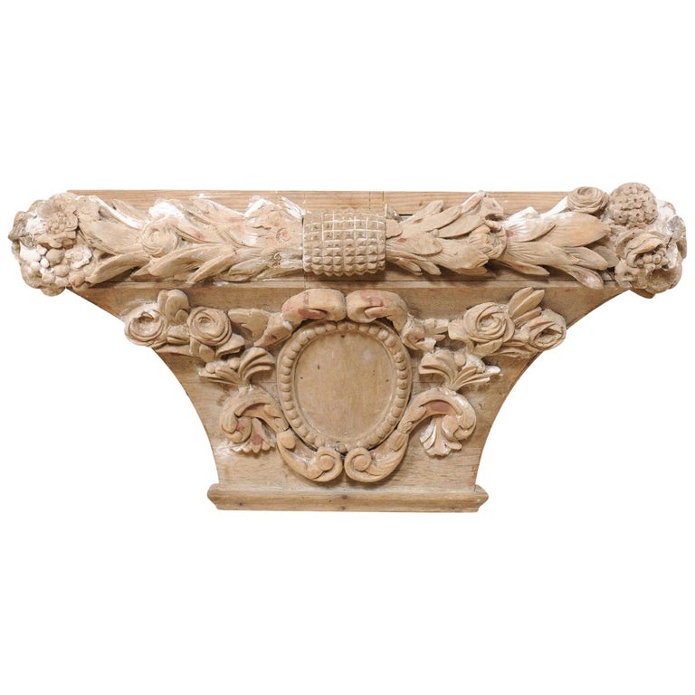 Spanish Carved-Wood Capital Decorative Architectural Wall Bracket, 19th Century For Sale