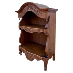 Spanish Carved Wood Open Shelf with Floral Decoration
