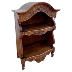 Spanish Carved Wood Open Shelf with Floral Decoration